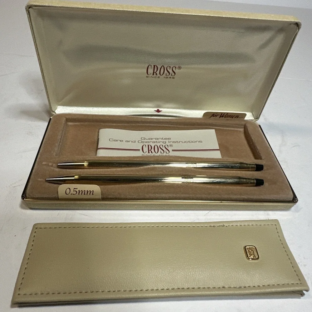 Vintage Cross For Women 1/20 10kt Gold Filled Pen & Pencil Set w/ Pouch & Case